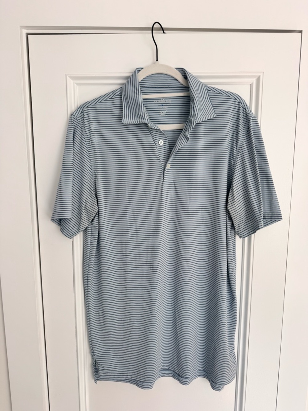 Men's Light Blue Striped Polo Shirt